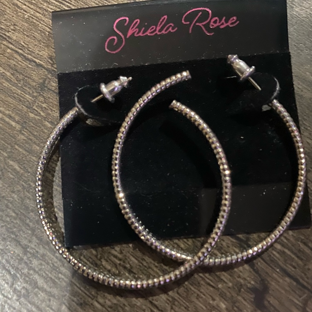 Ladies Hoops silver tone brand new